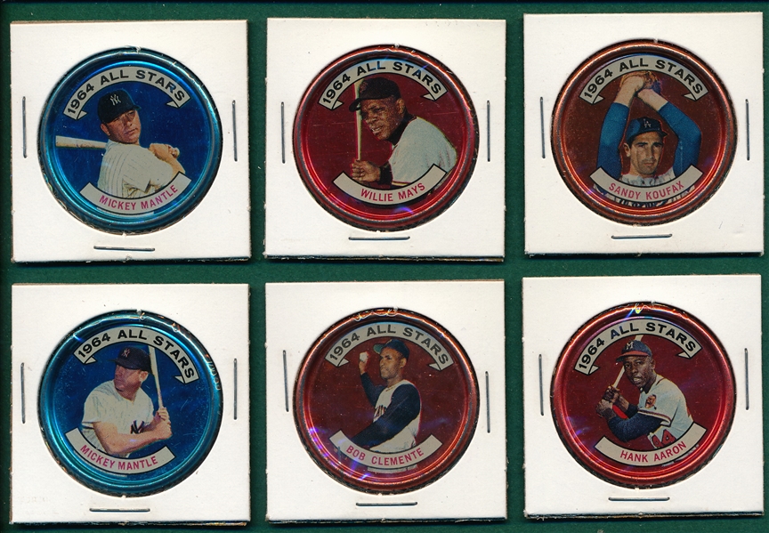 1964 Topps Coins All Stars Complete Set (45) W/ Mantle, Left & Right