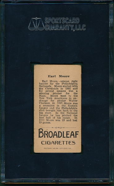 1912 T207 Moore Broad Leaf Cigarettes SGC 40