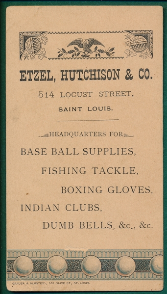 1880s Trade Card Put it Here Etzel, Hutchinson & Co., Scorecard