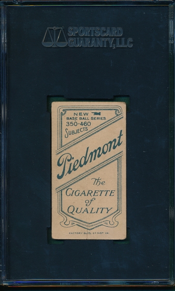 1909-1911 T206 Chance, Portrait, Yellow, Piedmont Cigarettes SGC Authentic