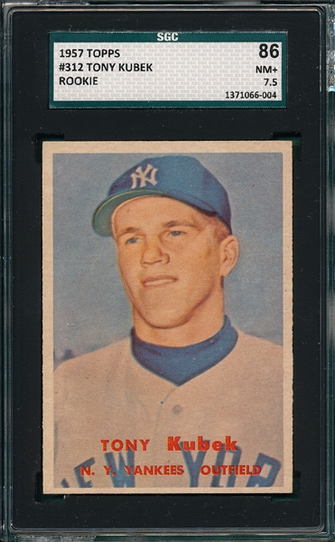 1957 Topps #312 Tony Kubek SGC 86 *Rookie* *SP*