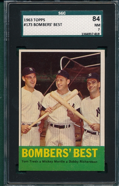 1963 Topps #173 Bombers Best W/ Mantle SGC 84
