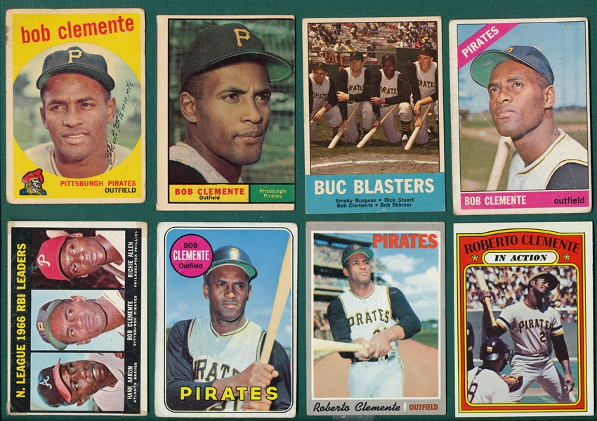 1959-72 Topps Lot of (8) Roberto Clemente Cards