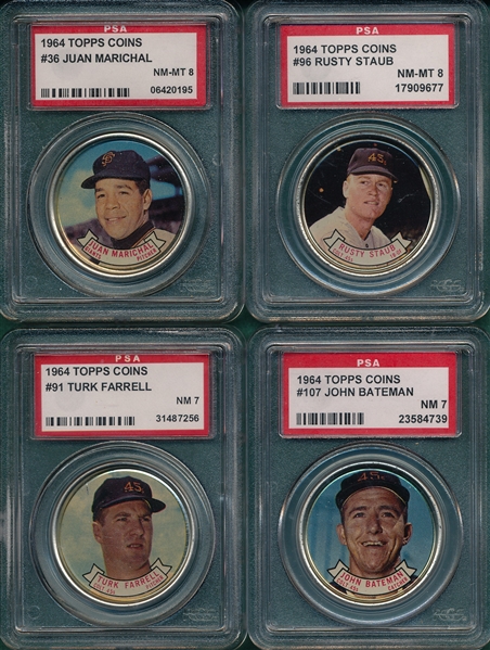 1964 Topps Coins Lot of (4) W/ Marichal PSA 8