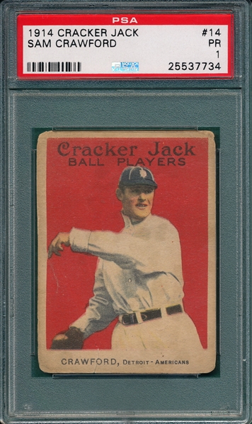 1914 Cracker Jack #14 Sam Crawford PSA 1
