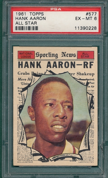 1961 Topps #577 Hank Aaron, AS PSA 6 *High #*