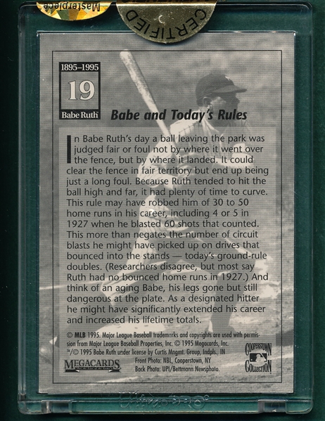 1995 Megacards Babe Ruth, Diamond Edition, (1 of 1)