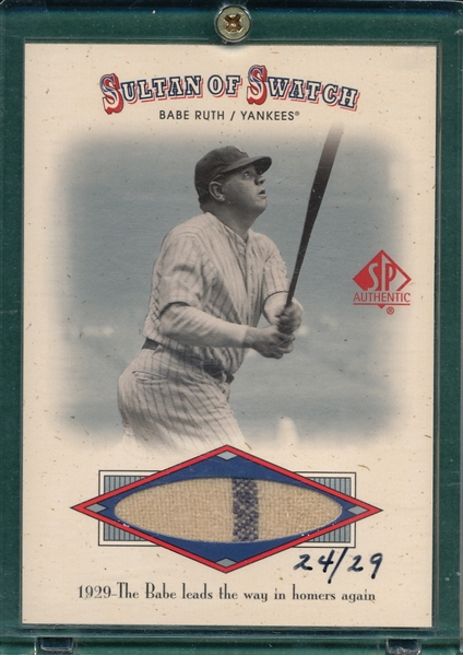 2001 SP Authentic Sultan Of Swatch Babe Ruth HOF Pinstripe Patch