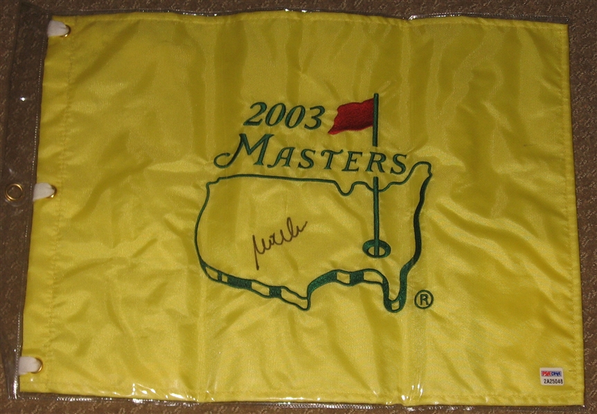 2003 Masters Hole Flag, Mike Weir Autographed PSA Authentic & 2003 UD Golf Gear Mike Weir