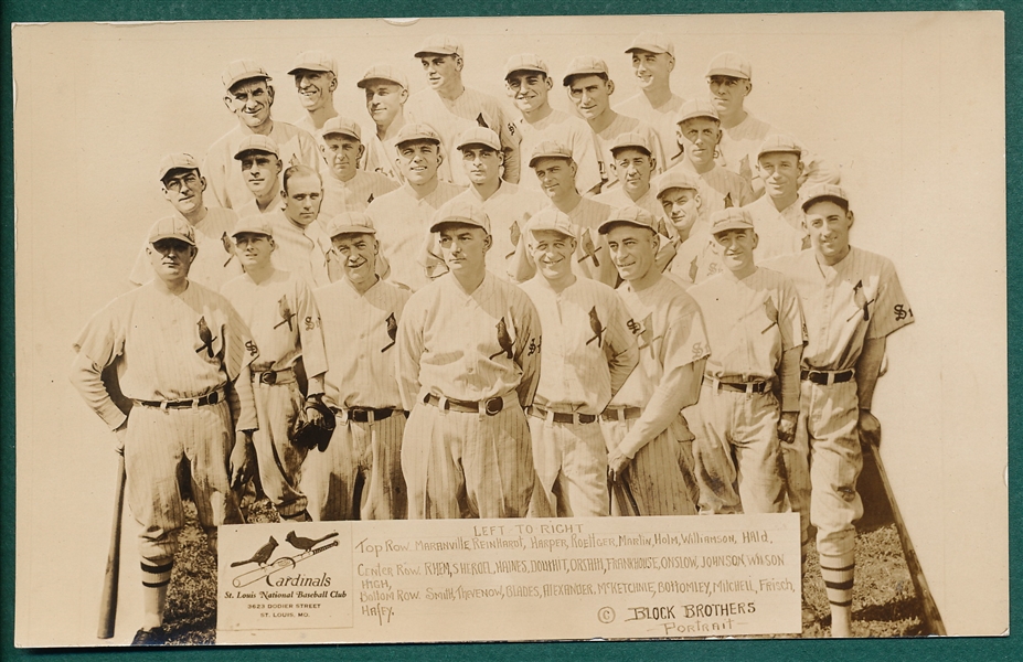 1928 St. Louis Cardinals Block Brothers Postcard W/ Alexander