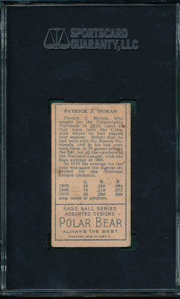 1911 T205 Moran, Stray Line, Polar Bear SGC Authentic