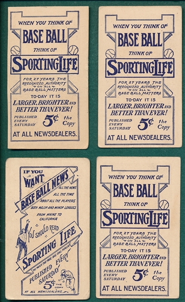 1911 M116 Sporting Life Lot of (4) W/ Connie Mack