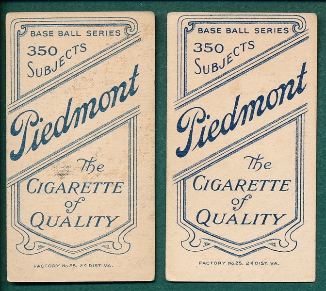 1909-1911 T206 Abstein Piedmont Cigarettes, (2) Card Lot *Color Variations*