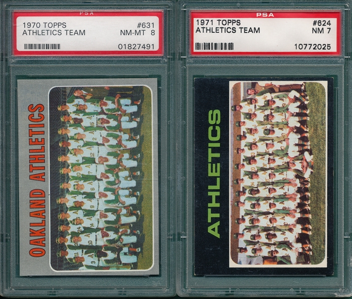 1970-76 Topps Oakland A's Team Cards Lot of (6) PSA
