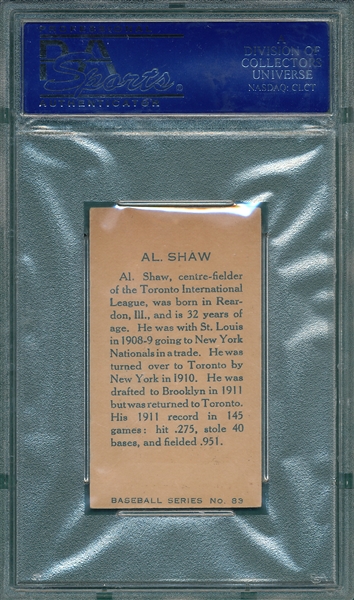 1912 C46 #83 Al Shaw Imperial Tobacco PSA 4
