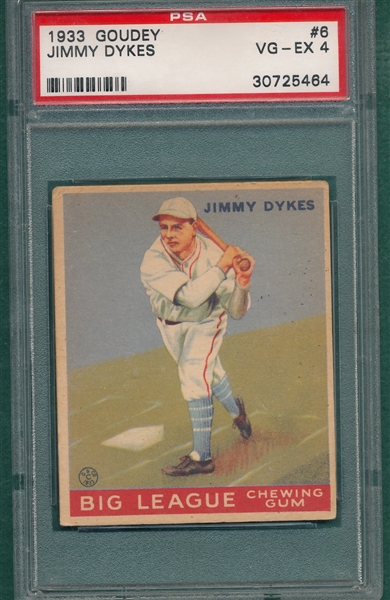 1933 Goudey #6 Jimmy Dykes PSA 4