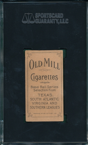 1909-1911 T206 Smith, Sid, Old Mill Cigarettes SGC 30 *Southern League*