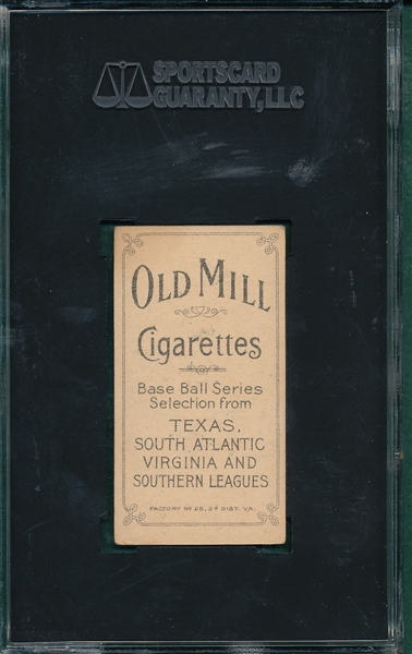 1909-1911 T206 Molesworth Old Mill Cigarettes SGC 50 *Southern League*