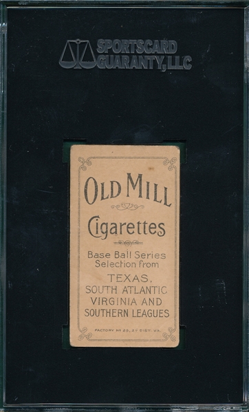 1909-1911 T206 Fritz Old Mill Cigarettes SGC 40 *Southern League*