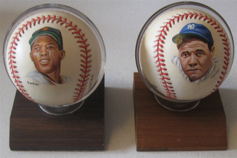 Commemorative Baseballs Lot of (4) W/ Gehrig, Mays & Ruth, Gregg Packer 