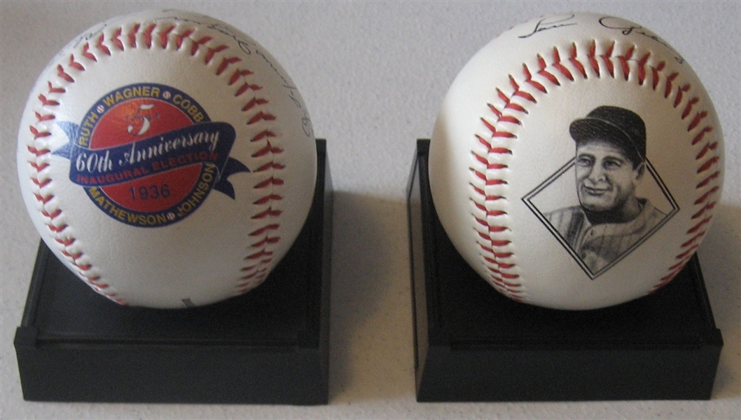 Commemorative Baseballs Lot of (4) W/ Gehrig, Mays & Ruth, Gregg Packer 