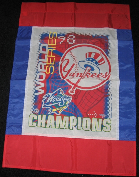 1998 Yankees World Series Signed Baseball & World Champion Flag