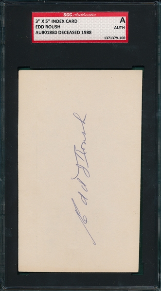Edd Rousch Autographed Index Card SGC Authentic