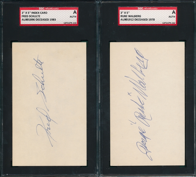 Schulte & Walberg Lot of (2) Autographed Index Cards SGC Authentic