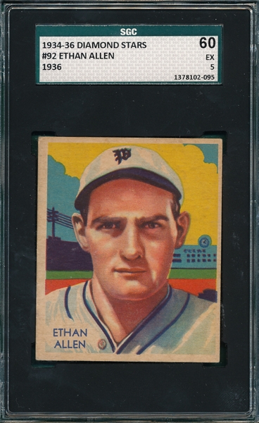 1934-36 Diamond Stars #92 Ethan Allen SGC 60