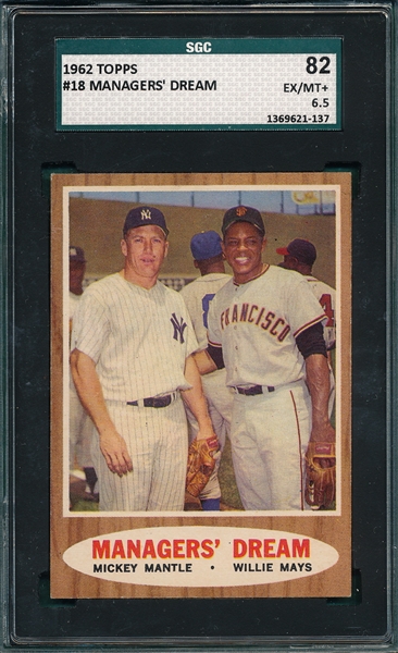 1962 Topps #18 Managers Dream W/ Mays & Mantle SGC 82