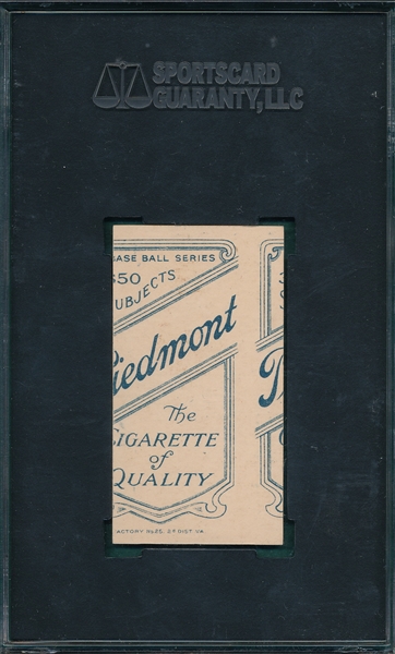 1909-1911 T206 Tannehill, Jesse, Piedmont Cigarettes SGC 40 *Back Misaligned*