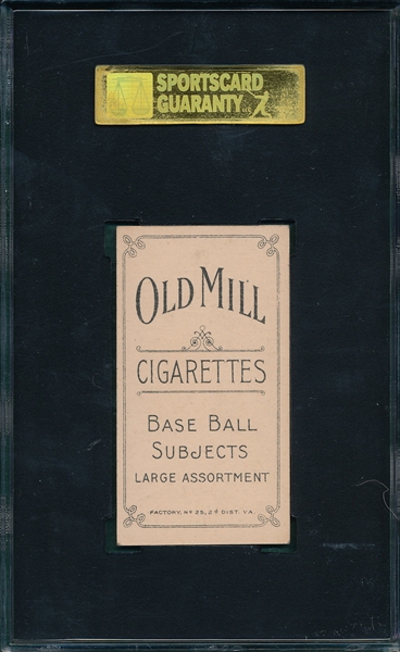 1909-1911 T206 Lake, Ball in Hand, Old Mill Cigarettes SGC 80 