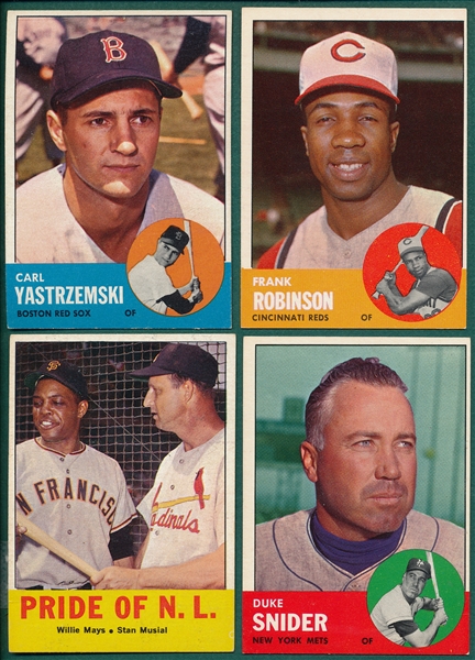 1963 Topps (4) Card Lot of HOFers W/ Snider 