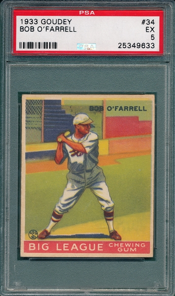 1933 Goudey #34 Bob O'Farrell PSA 5