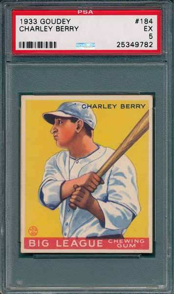 1933 Goudey #184 Charley Berry PSA 5