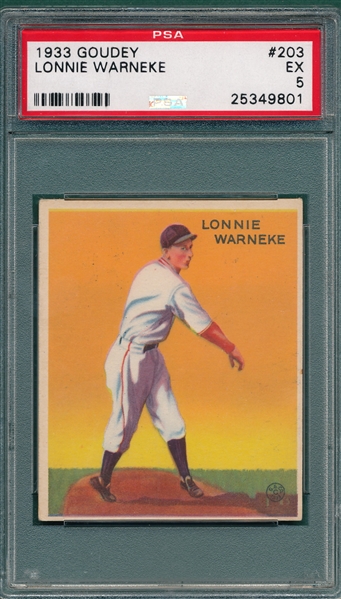 1933 Goudey #203 Lonnie Warneke PSA 5