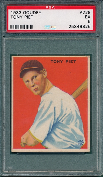 1933 Goudey #228 Tony Piet PSA 5