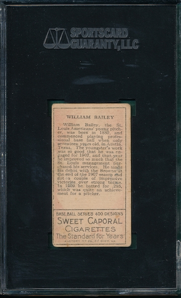 1911 T205 Bailey Sweet Caporal Cigarettes SGC 40