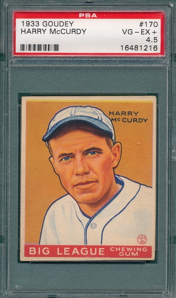 1933 Goudey #170 Harry McCurdy PSA 4.5