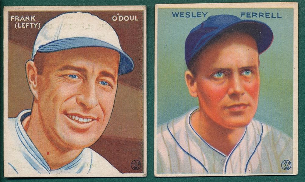 1933 Goudey #218 Wes Ferrell 7 #232 Lefty O'Doul, (2) Card Lot 