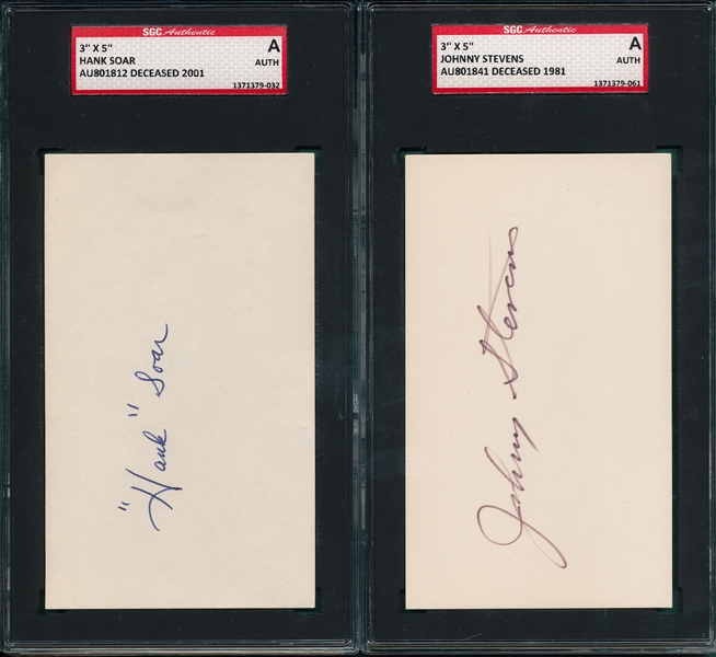 Lot of (3) Umpires W/ Beans Reardon, Autographed Index Card SGC Authentic 