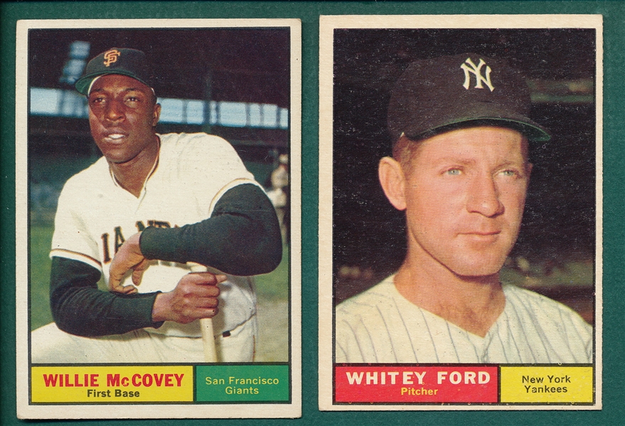 1961 Topps #160 Whitey Ford & #517 Willie McCovey, (2) Card Lot