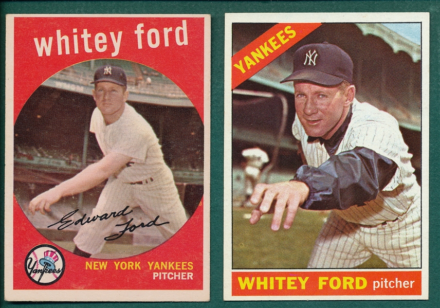 1959/66 Topps Whitey Ford, (2) Card Lot