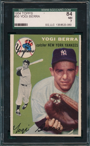 1954 Topps #50 Yogi Berra SGC 84