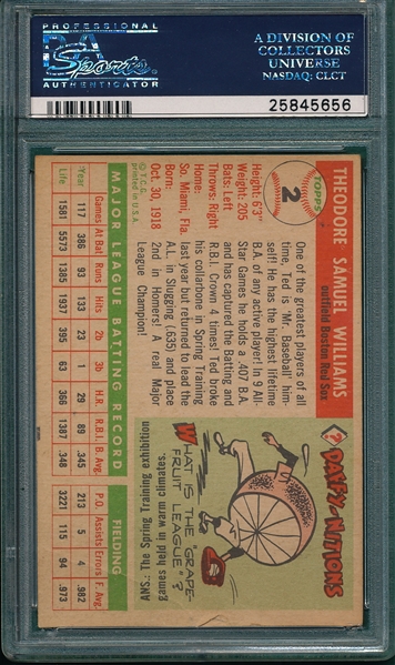1955 Topps #2 Ted Williams PSA 4
