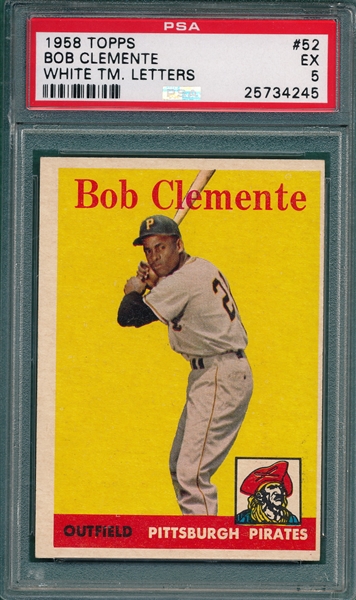 1958 Topps #52 Bob Clemente PSA 5 *White Letters*