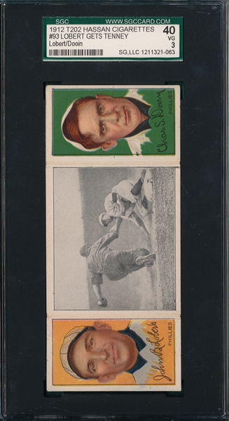 1912 T202 Lobert Gets Tenney, Lobert/Dooin, Hassan Cigarettes SGC 40