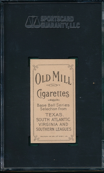 1909-1911 T206 Miller, Molly, Old Mill Cigarettes SGC 80 