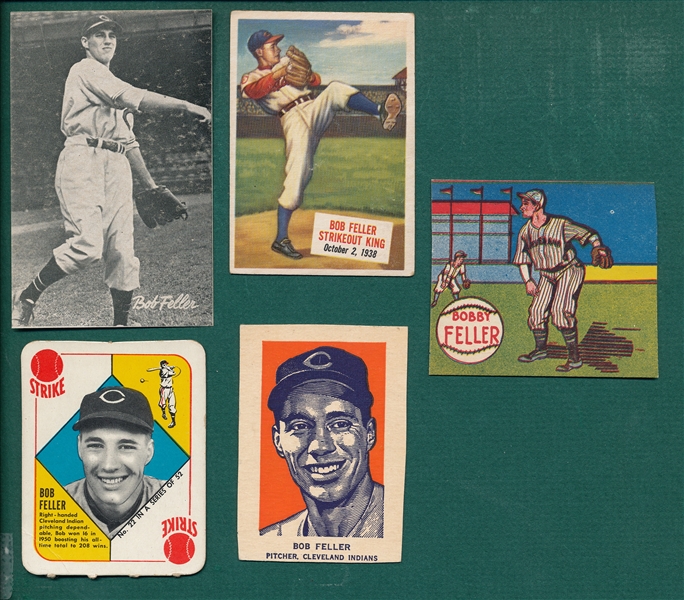 1943-54 Bob Feller Collection (5) Card Lot