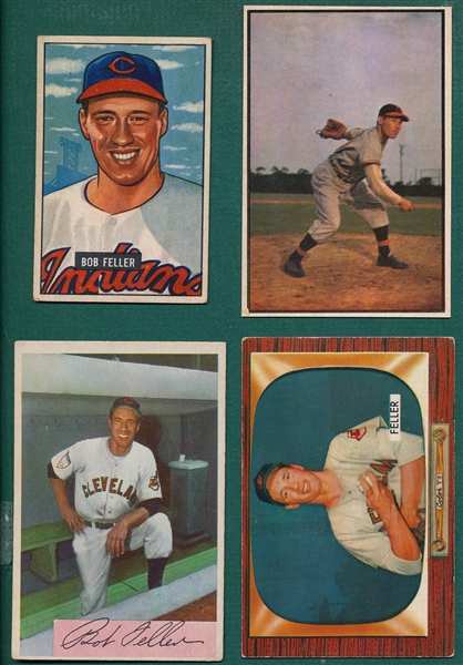 1951-55 Bowman Bob Feller (4) Card Lot